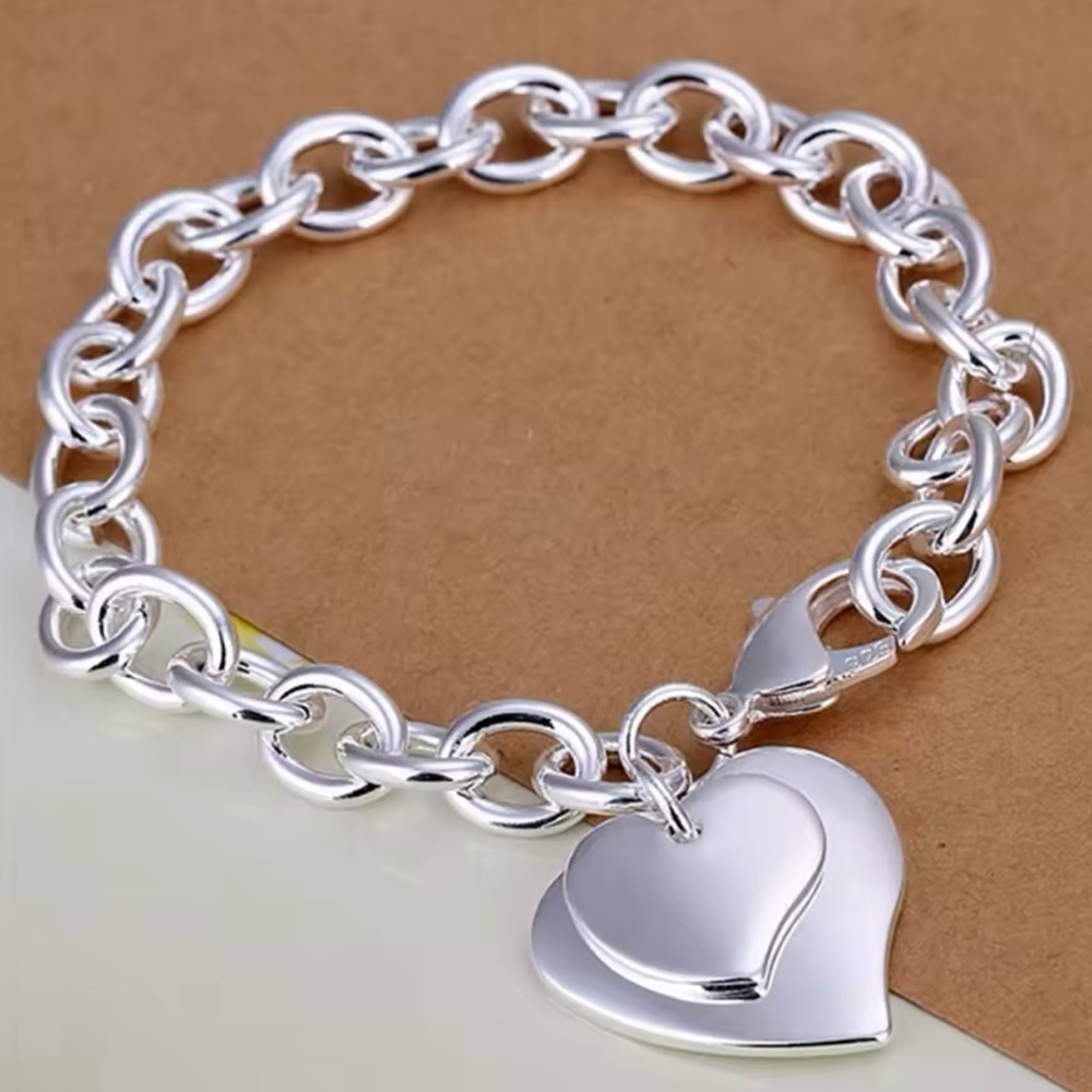 Women’s Silver plated Big Heart Chain Bracelet